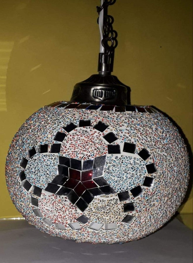 Lovekush Handicrafts Antique Pendant/Hanging Lamp for Home Decoration, Multicolor (Ovl) (Bottom Open Red) - Image 4
