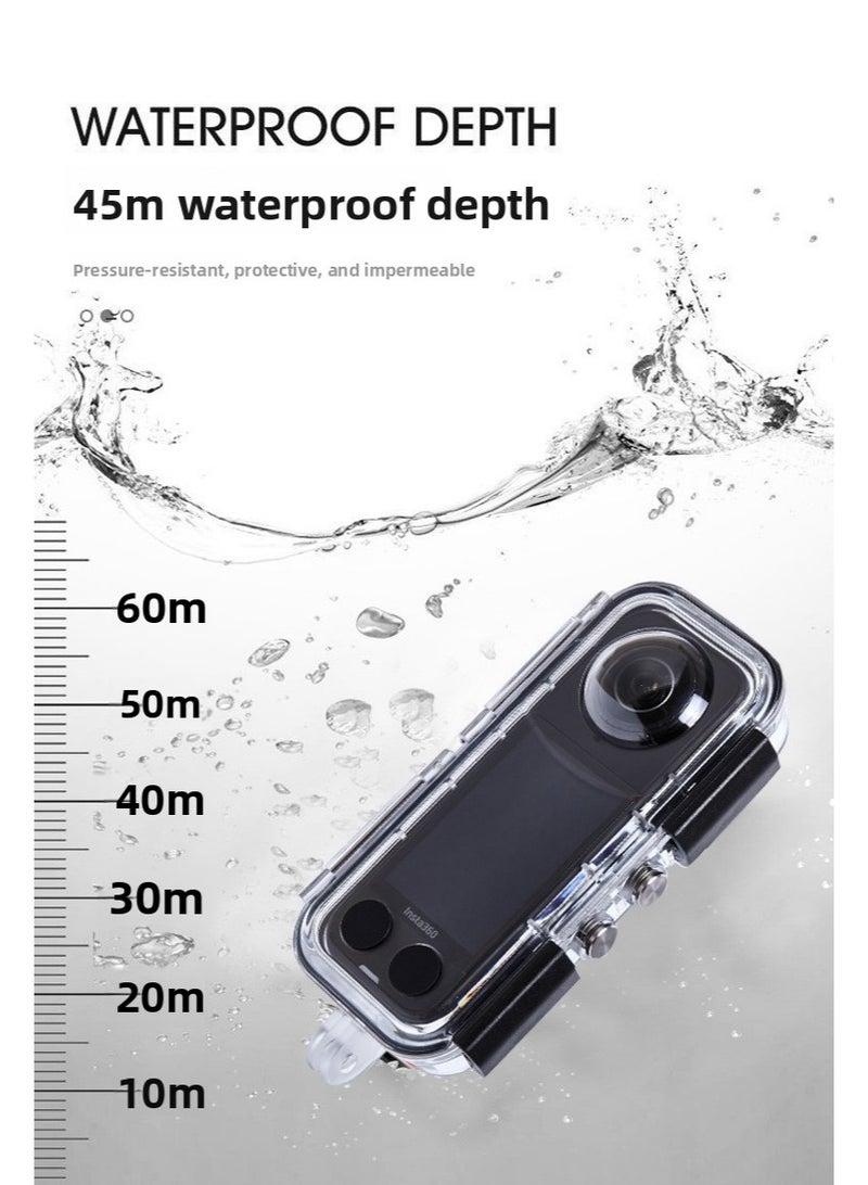 Waterproof Diving Case for Insta360 X5, 45M Underwater Depths Insta 360 X5 Action Camera Waterproof Diving Case for Diving, Snorkeling, Swimming - Image 2