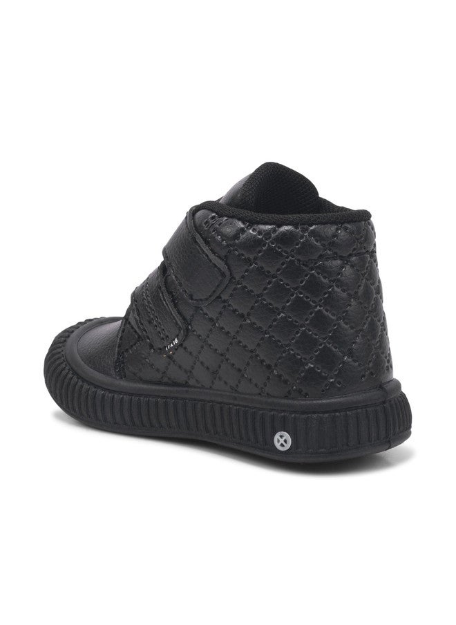 KATS Unisex Kids Black Textured Mid-Top Sneakers with Velcro Closure - Image 4