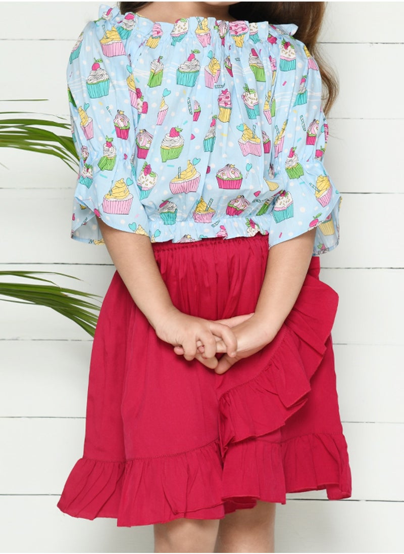 LILPICKS - Muffin Print Top with Wrap skirt Set - Image 1