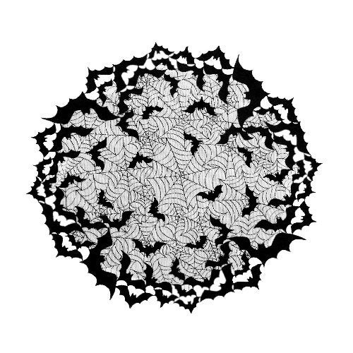 Heritage Lace Going Batty 44-Inch Round Table Topper, Black - Image 1