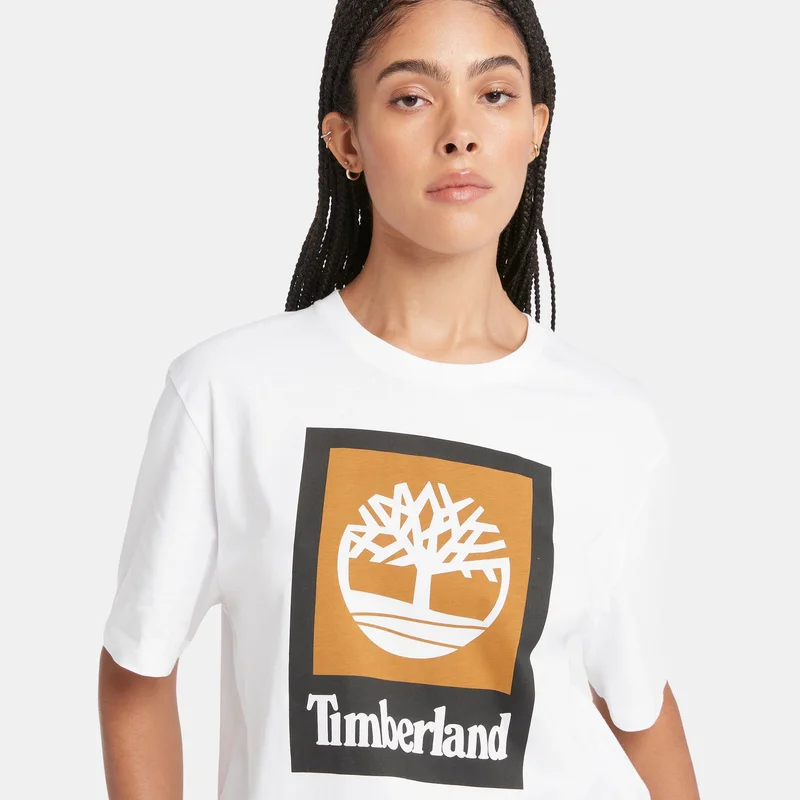 Timberland White Men's Square Stack Logo T-Shirt for Men | Best Price UAE