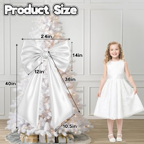 Froova Huge Bow Decor Big White Large Coquette Bow for Backdrop Wedding Bride Birthday Decorations for Girls Women Giant Satin Ribbon Tie Hanging Gift Coquette Wall Decor Internal Stability Layer - Image 3