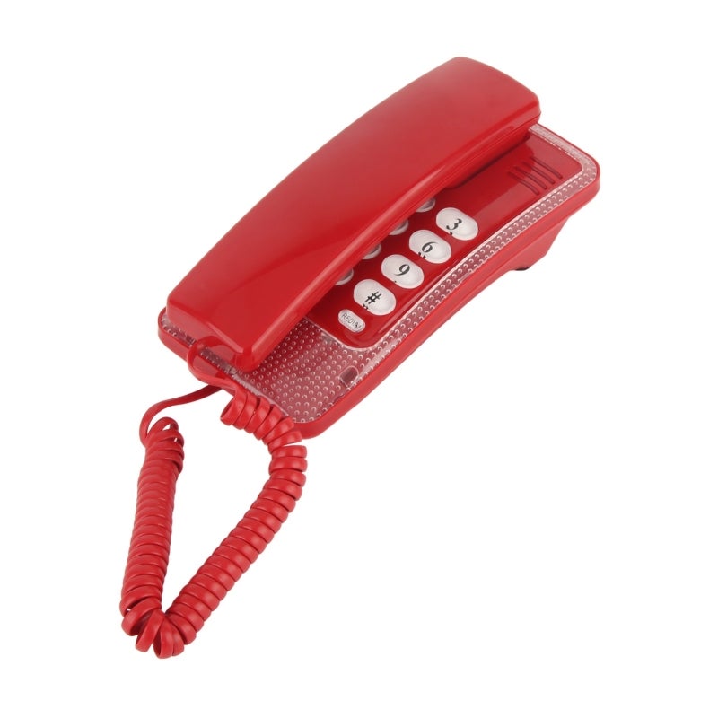 KXT‑438 Wall Mounted Home Phone Corded Telephone with Redial Quick Flash Mute Function for Home Hotel School Office Red - Image 5