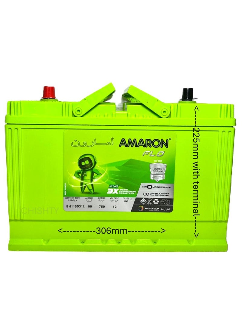 Amaron Car Battery 12V 90Ah 115D31L / 105D31L - Image 2
