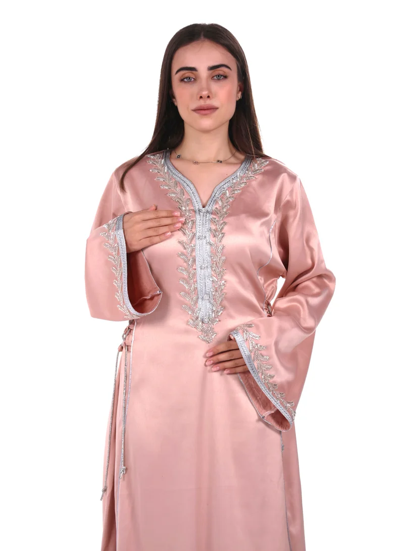 AL BENT AL SHARQIEH pink women satin jalabiya dress for Women | Best Price UAE