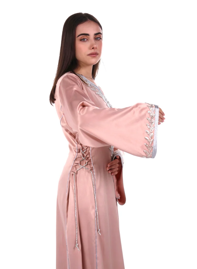 AL BENT AL SHARQIEH pink women satin jalabiya dress for Women | Best Price UAE