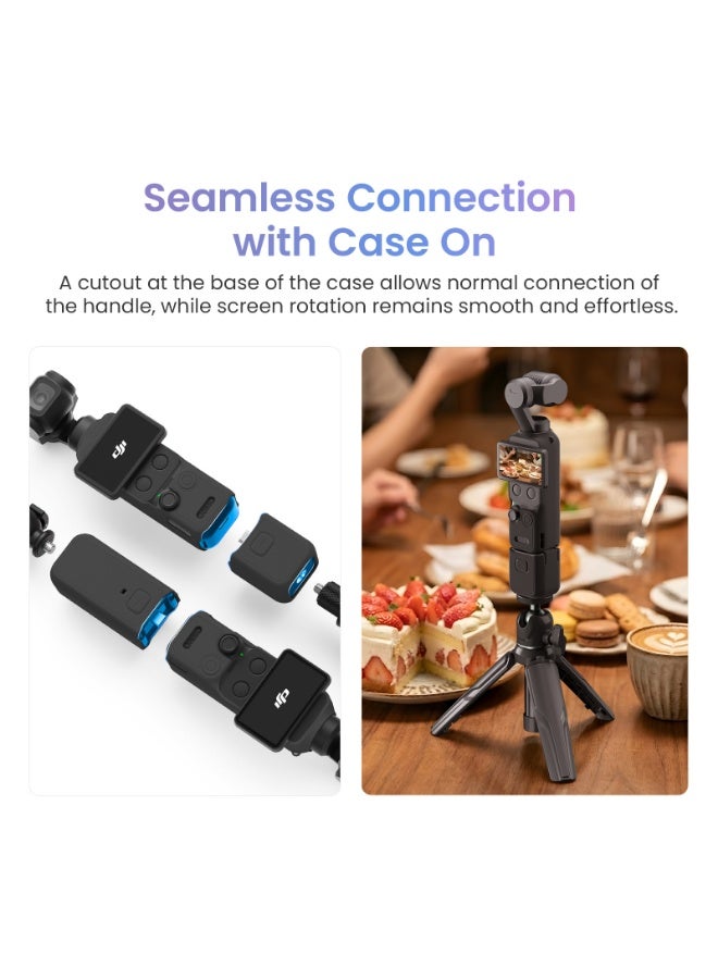aMagisn متوافق مع DJI Osmo Pocket 4، غطاء حماية سيليكون كامل بتصميم دقيق وفتحات مخصصة وحبل مانع للفقدان (رمادي) - Image 5