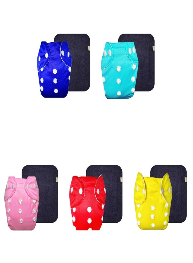 حفاضات قماشية دمبلدو لايت مع حشوة سوداء (عبوة من 5 قطع) | شعور بالجفاف والراحة | تهوية جيدة | أزرار كبس قابلة للتعديل | تغيير حفاضات بدون قلق | من 3 أشهر إلى سنتين | للجنسين - Image 1