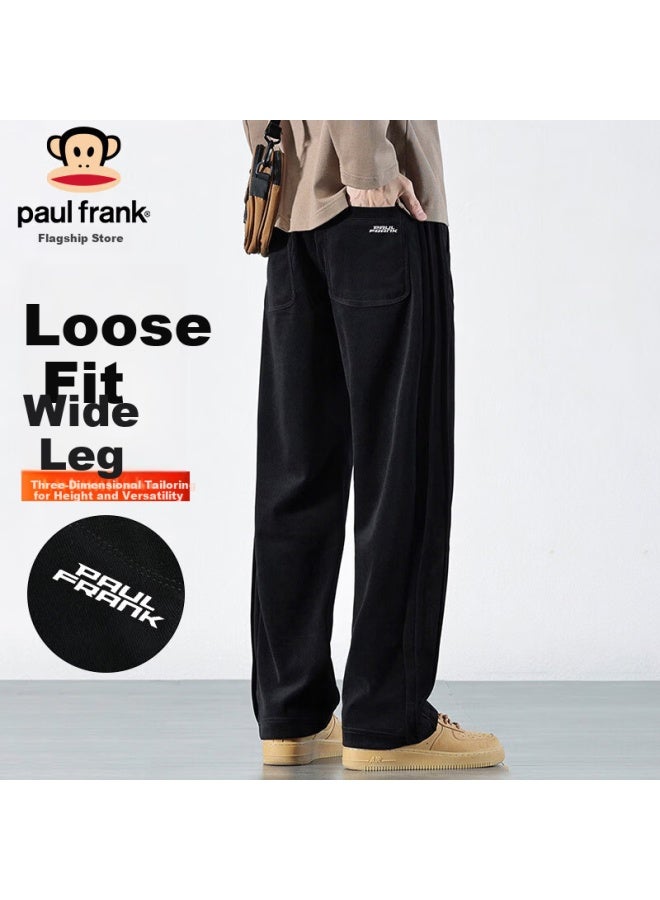 Paul Frank Men's Casual Winter Loose Wide-leg Chenille Corduroy Warm Pants Black XL - Image 1