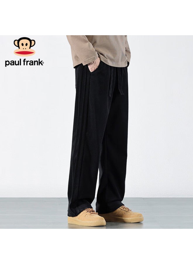 Paul Frank Men's Casual Winter Loose Wide-leg Chenille Corduroy Warm Pants Black XL - Image 4