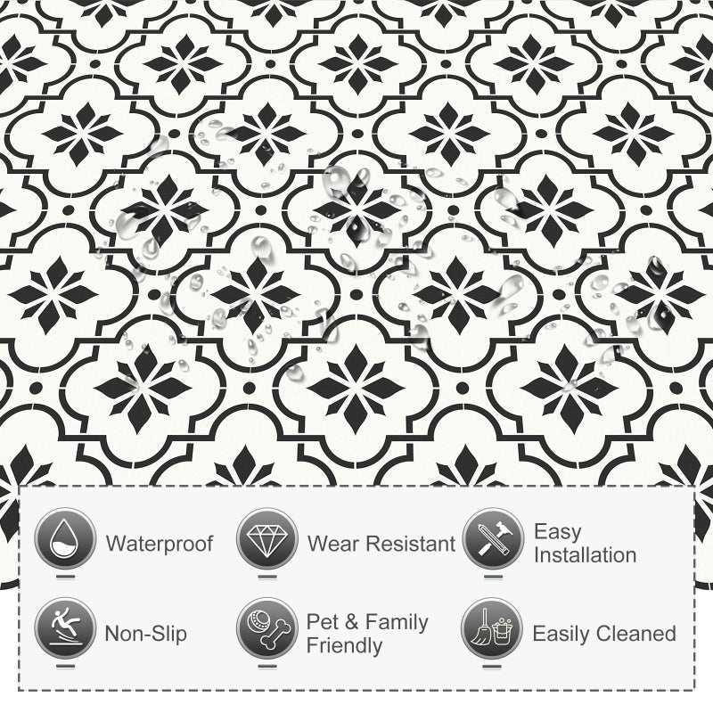 MORCART 7.87" x 7.87" Peel and Stick Floor Tile, 20-Pack Self-Adhesive DIY Vinyl Flooring for Renters, Removable and Waterproof Tile Sticker for Bathroom, Kitchen, Staircase (Black) - Image 3