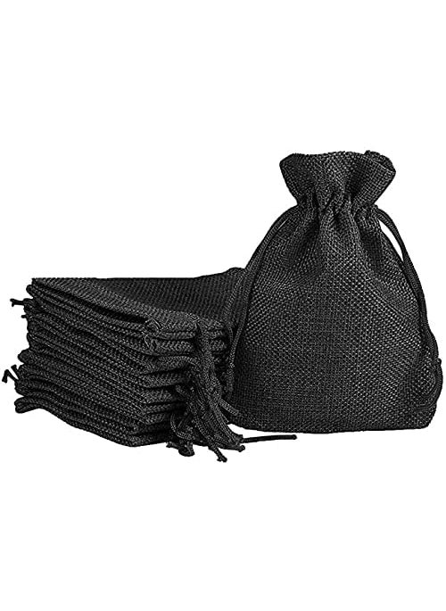 Lifekrafts Lifekrafts black Jute Linen Pouches Birthday and Party Favour Bags Potlis for Functions, Baby Showers, Candy Bags Size-17.5x20 cm (Pack of 10)  - Image 1