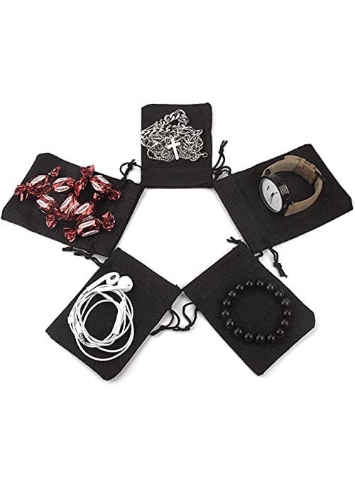 Lifekrafts Lifekrafts black Jute Linen Pouches Birthday and Party Favour Bags Potlis for Functions, Baby Showers, Candy Bags Size-17.5x20 cm (Pack of 10)  - Image 4