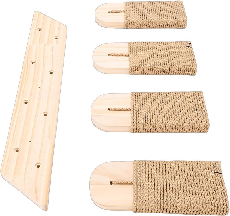 Wall Mounted Cat Climbing Shelf with Hemp Rope, 4-Tier Space Saving Cat Stairway, Durable Wall Steps for Indoor Cats, Fun & Stable Furniture - Image 1