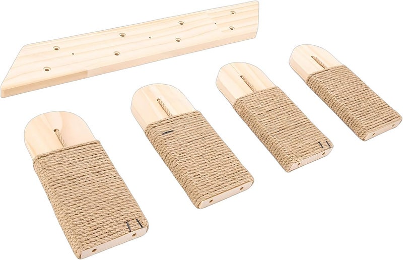 Wall Mounted Cat Climbing Shelf with Hemp Rope, 4-Tier Space Saving Cat Stairway, Durable Wall Steps for Indoor Cats, Fun & Stable Furniture - Image 2