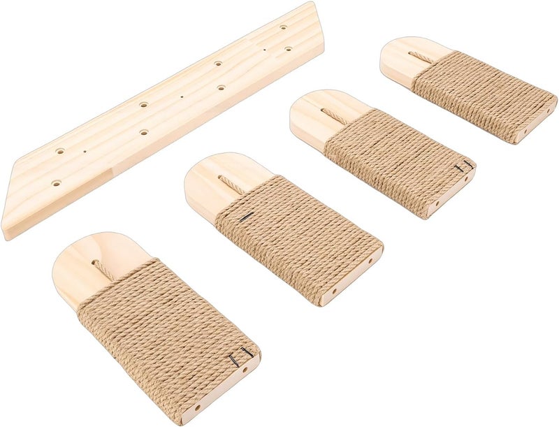 Wall Mounted Cat Climbing Shelf with Hemp Rope, 4-Tier Space Saving Cat Stairway, Durable Wall Steps for Indoor Cats, Fun & Stable Furniture - Image 4