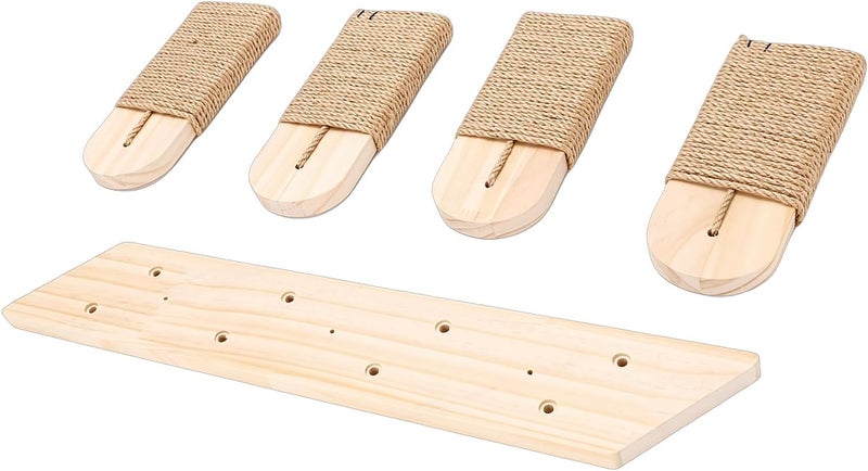 Wall Mounted Cat Climbing Shelf with Hemp Rope, 4-Tier Space Saving Cat Stairway, Durable Wall Steps for Indoor Cats, Fun & Stable Furniture - Image 3