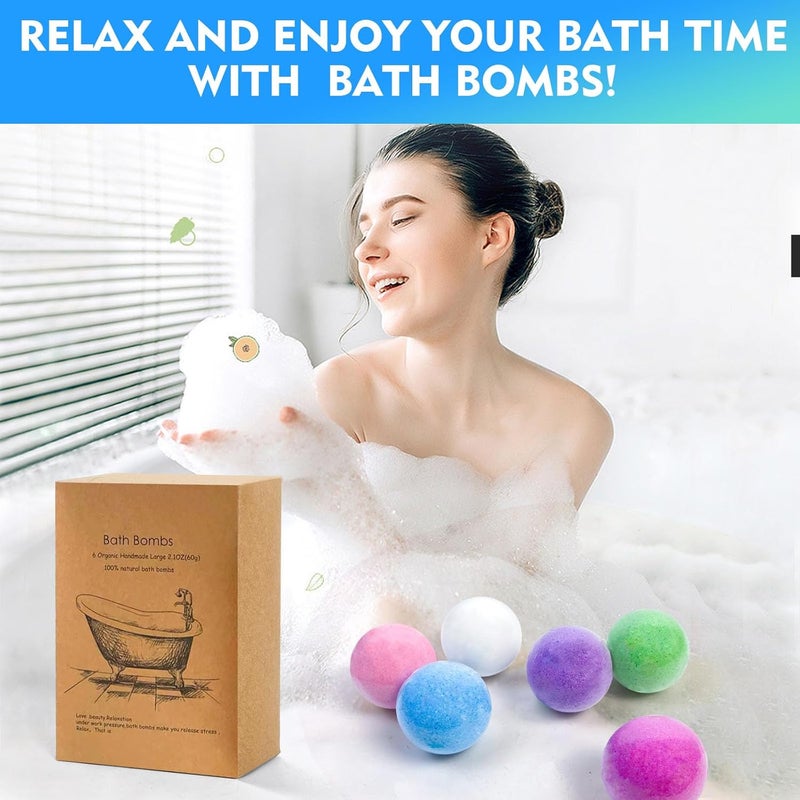 SKY-TOUCH Bath Bombs Gift Set - 6 Large Organic & Natural Essential Oil Handmade Bombs to Moisturize Dry Skin - Image 5