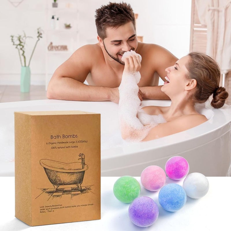 SKY-TOUCH Bath Bombs Gift Set - 6 Large Organic & Natural Essential Oil Handmade Bombs to Moisturize Dry Skin - Image 2