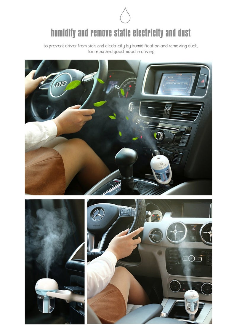 nanum - Car Air Purifier Humidifier and Aromatherapy Mini Car Charger Port Cool Mist Humidifier with Aroma Essential Oils Diffuser - 12V DC,2-Hour Automatic Shut-Off (Color Blue) - Image 1