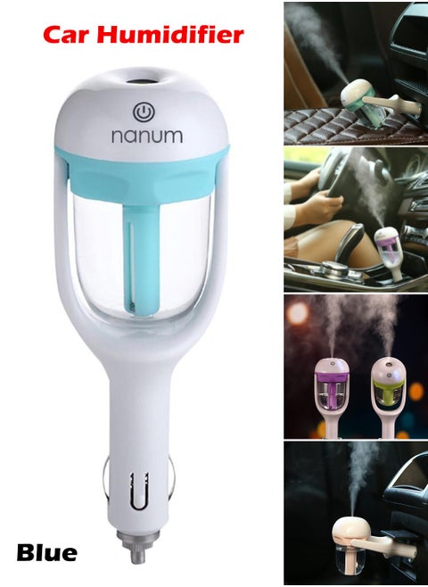 Car Air Purifier Humidifier and Aromatherapy Mini Car Charger Port Cool Mist Humidifier with Aroma Essential Oils Diffuser - 12V DC,2-Hour Automatic Shut-Off (Color Blue)