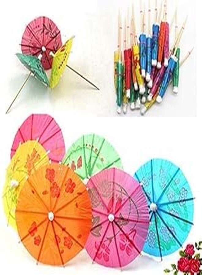 Samariya Stylish Beautiful Small Umbrella Toothpick Fruit Fork Mini Cocktail Parasols for Party Fashion Decorative Bar Café Home Party (Mix Color) Etc (200 Pcs) - Image 1