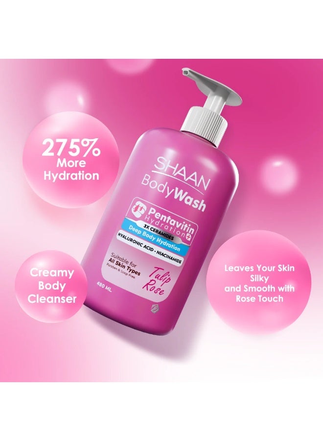 شان غسول الجسم المرطب برائحة توليب روز 480 مل - Image 2