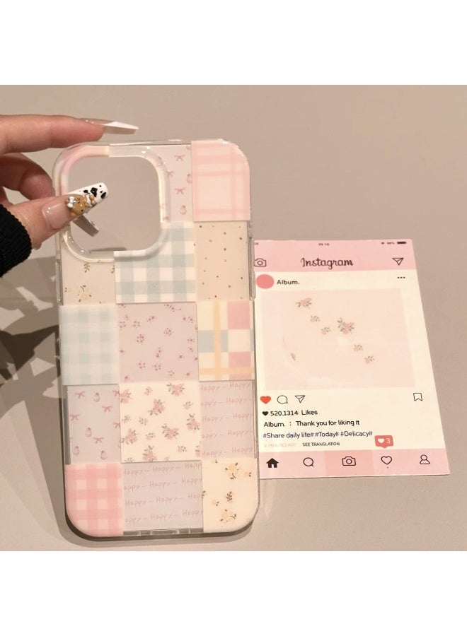 NIBEMINENT Grid Mosaic Floral Protective TPU Case Cover For iPhone 16 Pro Max - Image 2