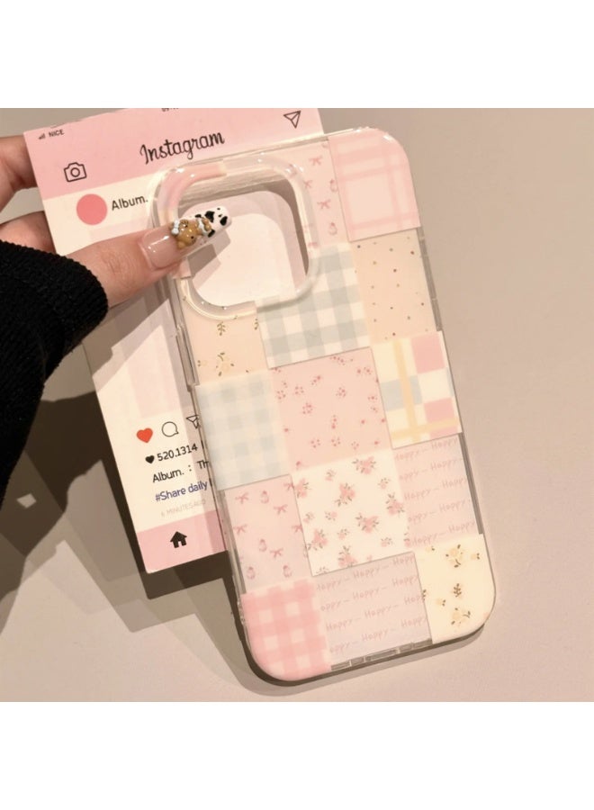 NIBEMINENT Grid Mosaic Floral Protective TPU Case Cover For iPhone 16 Pro Max - Image 1