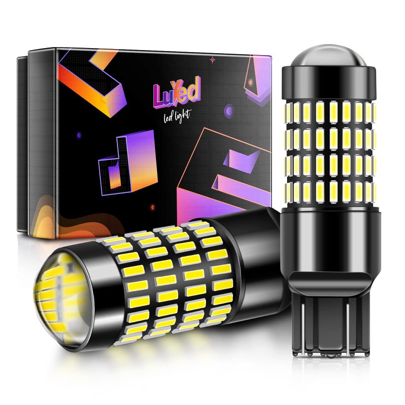 LUYED 7443 7440 LED Bulb 3400 Lumens Extremely Bright 4014 102EX Chipsets 7441 7444 992 LED Bulbs with Projector for Backup Reverse Lights Tail Brake Signal LightsXenon WhitePack of 2