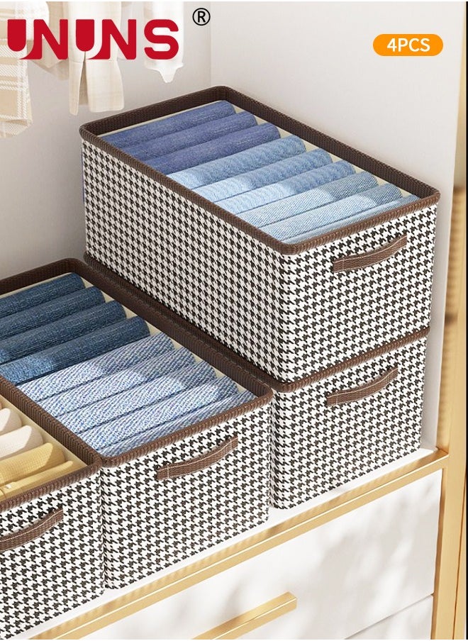 UNUNS Foldable Storage Bins,Pack Of 4 Clothes Drawer Organizer Bins With Handles,Closet Organizers For Clothes Storage,Office Storage,Room Organization,44x30x20cm  - Image 1