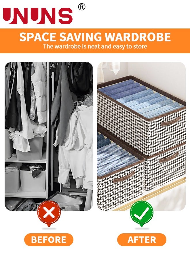 UNUNS Foldable Storage Bins,Pack Of 4 Clothes Drawer Organizer Bins With Handles,Closet Organizers For Clothes Storage,Office Storage,Room Organization,44x30x20cm  - Image 3