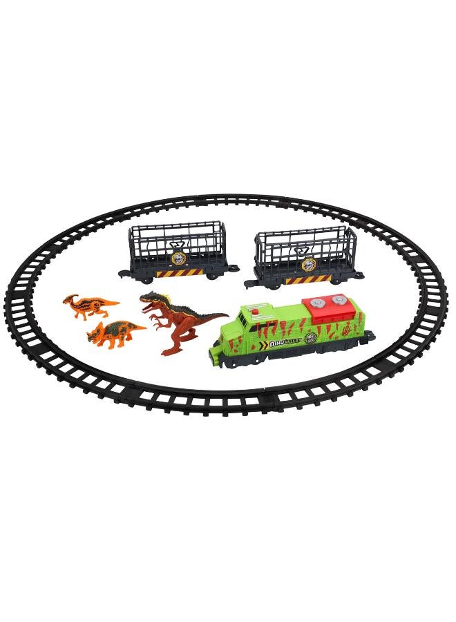 Dino Valley Dinosaur with Big Train and Toy Set with Many Buttons All Hinges Movable with LED Light and Huge Sound - Image 3