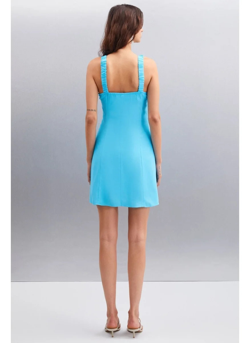 GRIMELANGE ERIDANIA Women's 100% Viscose Regular Blue Dress