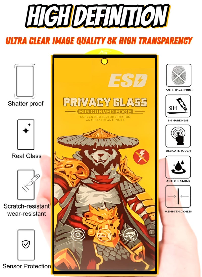 ESD Tempered Dustproof Privacy Glass Screen Protector Compatible For Samsung Galaxy S24 Ultra - Image 5