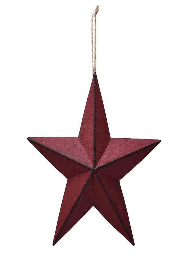 Linfevisi Metal Barn Star Wall Decor Dimensional 3D Hanging Rustic Texas Star Ornament Wall Art Decoration Outdoor Indoor Home Country Farmhouse Style (Red 12'') - Image 1