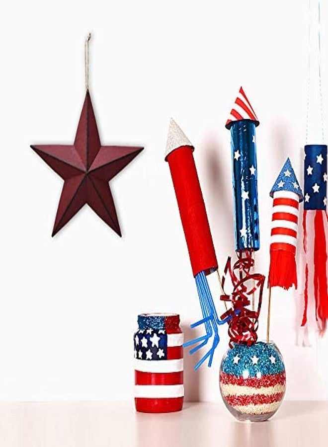 Linfevisi Metal Barn Star Wall Decor Dimensional 3D Hanging Rustic Texas Star Ornament Wall Art Decoration Outdoor Indoor Home Country Farmhouse Style (Red 12'') - Image 3