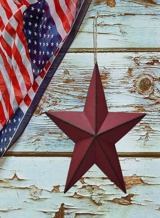 Linfevisi Metal Barn Star Wall Decor Dimensional 3D Hanging Rustic Texas Star Ornament Wall Art Decoration Outdoor Indoor Home Country Farmhouse Style (Red 12'') - Image 2