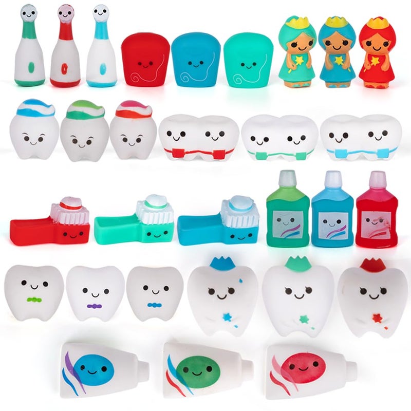 ArtCreativity Dental Character Assortment, Set of 25, Cute Tooth Fairy Toys for Kids, Rubbery Dentist Office Giveaways for Children, Holiday Stocking Stuffers, Unique Birthday Party Favors - Image 1