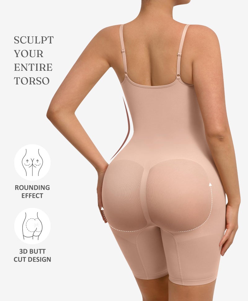 FeelinGirl Shapewear Bodysuit for Women Tummy Control Faja Shaper Seamless Hip Enhancer Thigh Slimmer Body Shaper Nude M/L - Image 2