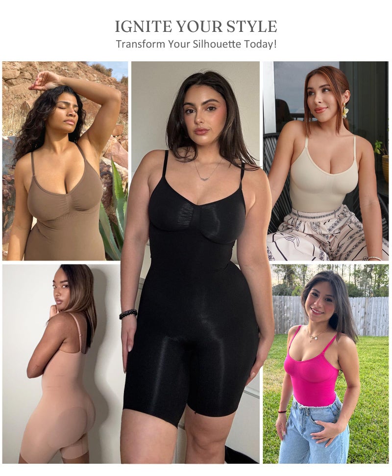 FeelinGirl Shapewear Bodysuit for Women Tummy Control Faja Shaper Seamless Hip Enhancer Thigh Slimmer Body Shaper Nude M/L - Image 5