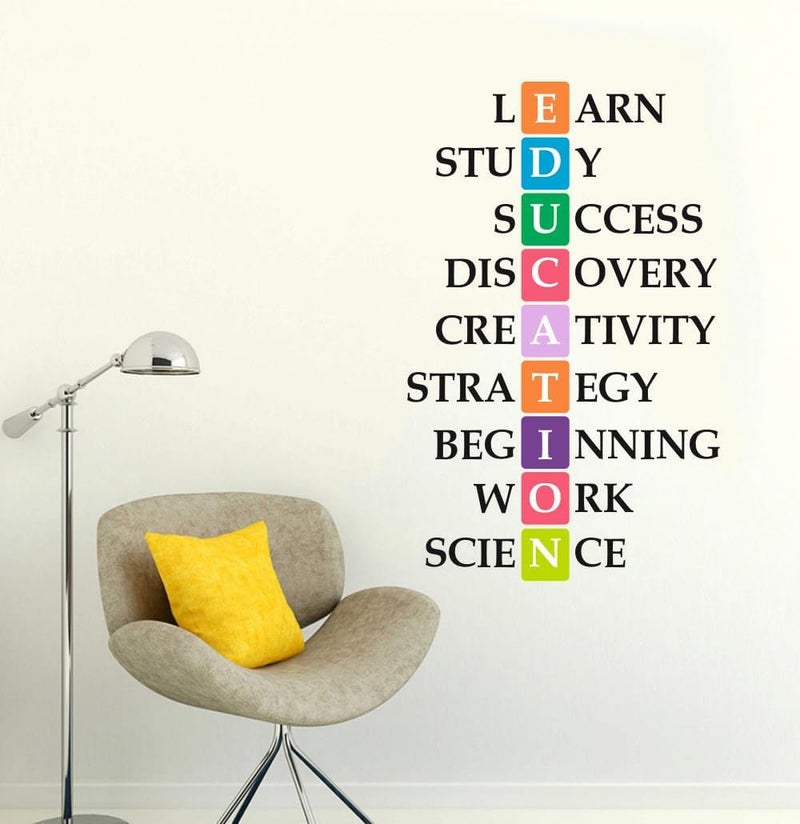 Sky Flying Education Quotes Multicolor Office - Inspirational - Motivational - Quotes - Wall Sticker for Kids Room, Living Room, School, Library (Size - 121CM X 77CM) - Image 1
