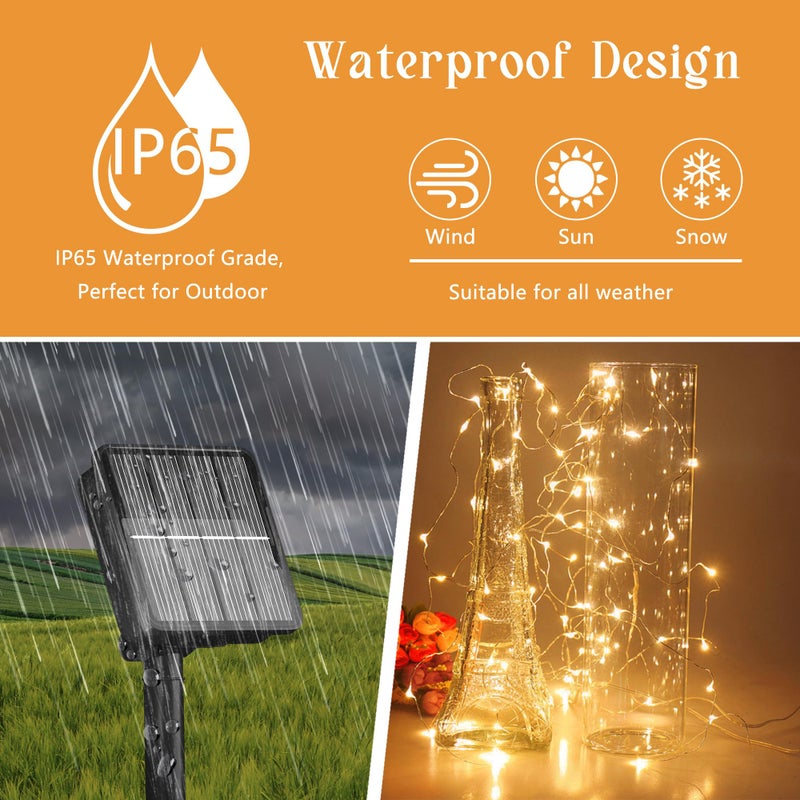 Selarlyt 200 LED 72Ft Solar String Lights for Outside, Solar Fairy Lights for Outside Waterproof with 8 Modes, Twinkle Light for Patio Tree Christmas Party Wedding Decor(Warm White) - Image 4