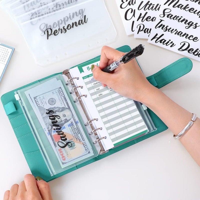 SKYDUE Budget Binder, Money Saving Binder with Zipper Envelopes, Cash Envelopes and Expense Budget Sheets for Budgeting (Turquoise) - Image 2