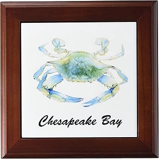 3DROSE 3dRose ft_128181_1 Chesapeake Bay Blue Crab Maryland Framed Tile, 8 by 8-Inch  - Image 1