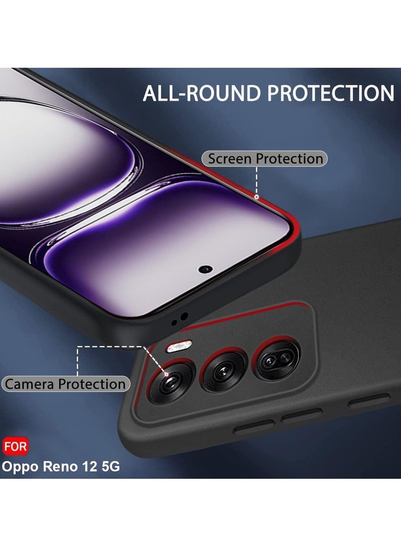 حافظة لهاتف Reno 12 5G ناعمة ومرنة وغطاء خلفي من مادة TPU باللون الأسود غير اللامع مع حماية للكاميرا مصممة لهاتف Reno 12 5G - Image 3