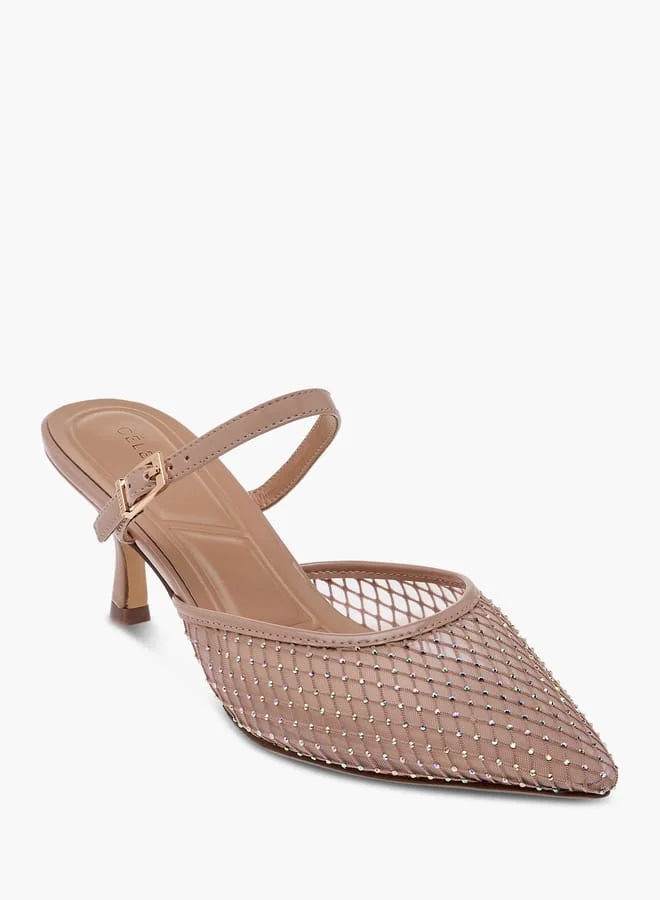 Celeste Women's Embellished Pointed Toe Shoes with Kitten Heels