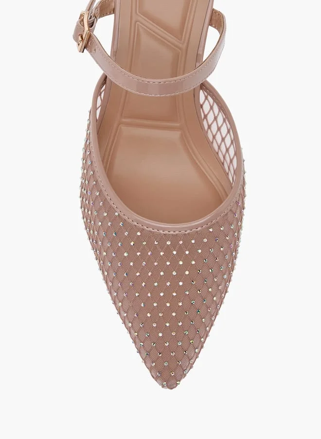 Celeste Women's Embellished Pointed Toe Shoes with Kitten Heels