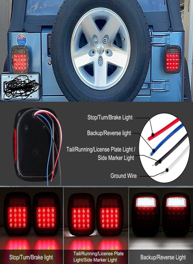 Partswcgg 2Pcs Square Rear Combination Tail Lights Lamps Assembly w/Side Marker Lights Red Replacement for 1979-2006 Wrangler TJ YJ CJ-5 CJ-7 Replacement Tail Lights Lamps, Passenger and Driver Side - Image 4